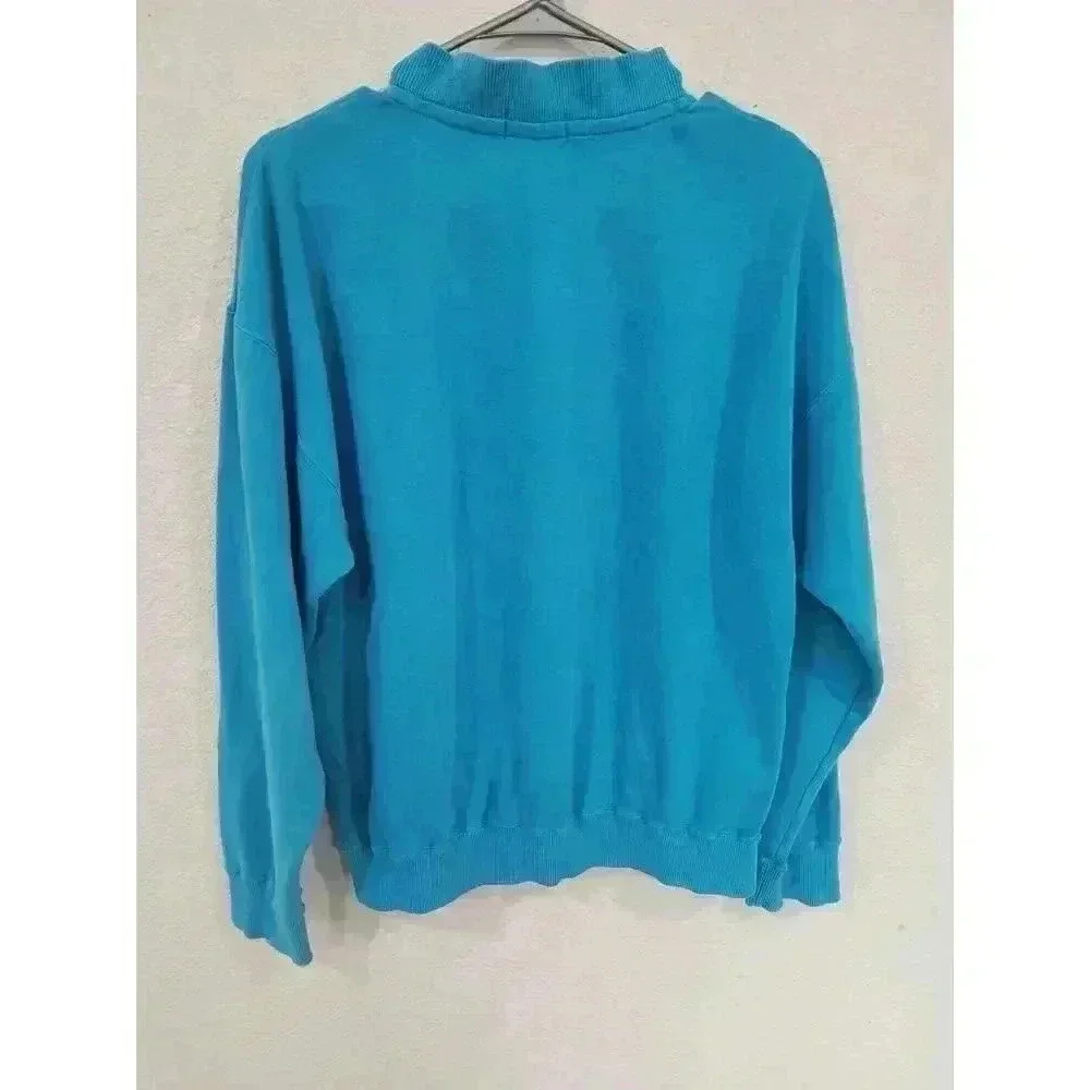 Vintage North Face‎ Sweatshirt M Blue with snap buttons #2 - Picture 2 of 3